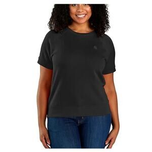 Carhartt Women's Black Relaxed Fit French Terry Short-Sleeve Sweatshirt Size M